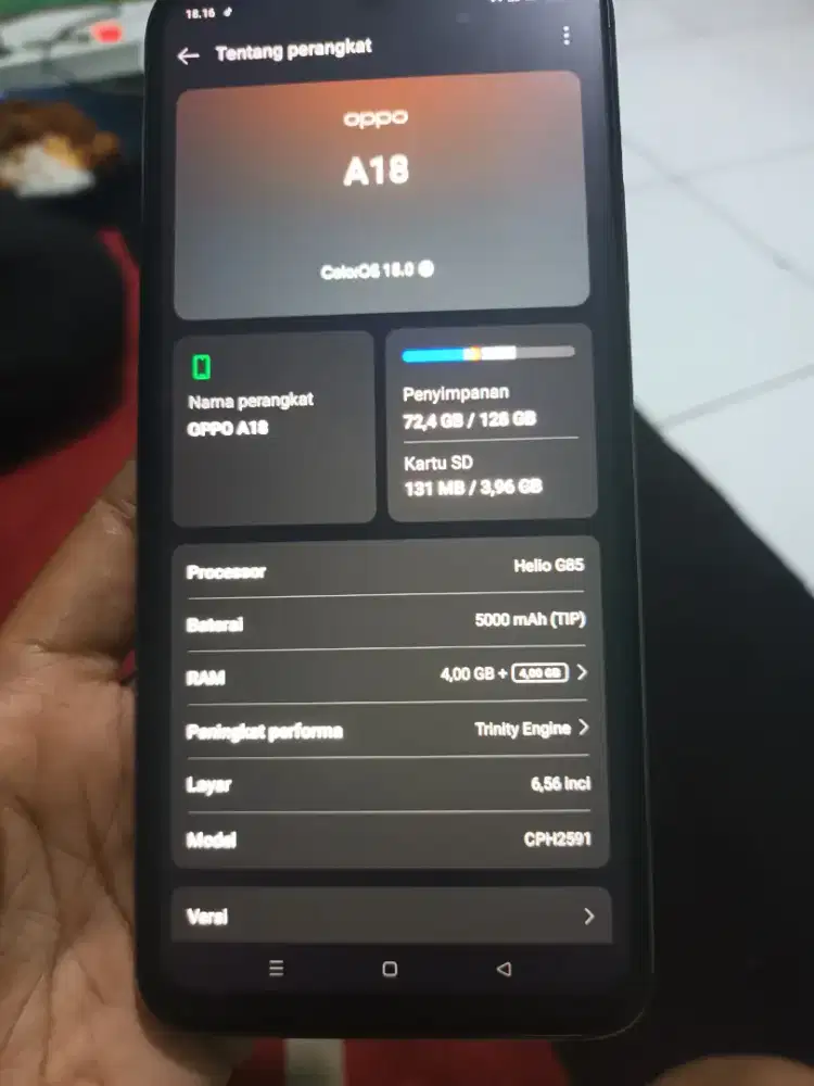 Jual hp oppo a18 ram 4