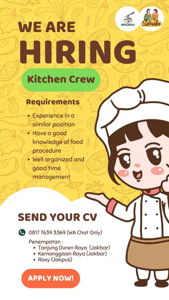 Lowongan Pekerjaan Minoban & Serubi