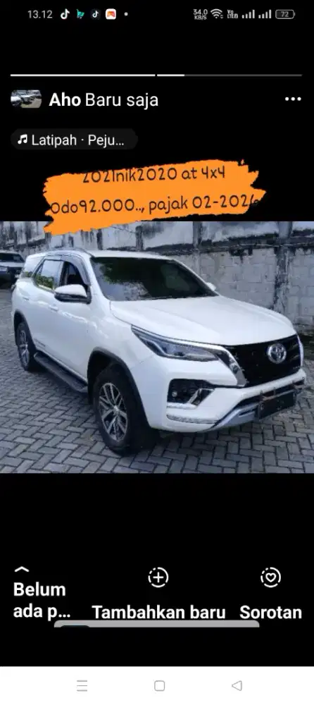 Toyota Fortuner 2.4 G 4x4 autometic 2021nik2020