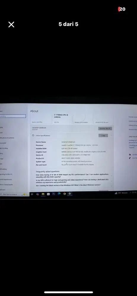 LAPTOP ROG GL553V SECOND