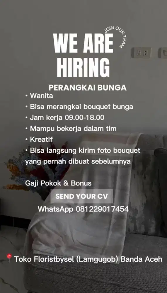 Loker Perempuan Jaga Florist Banda aceh