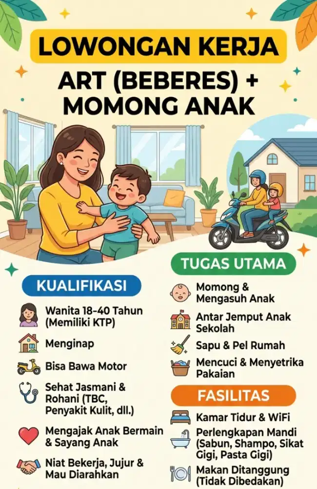 DIBUTUHKAN ART DAN MENGASUH ANAK
