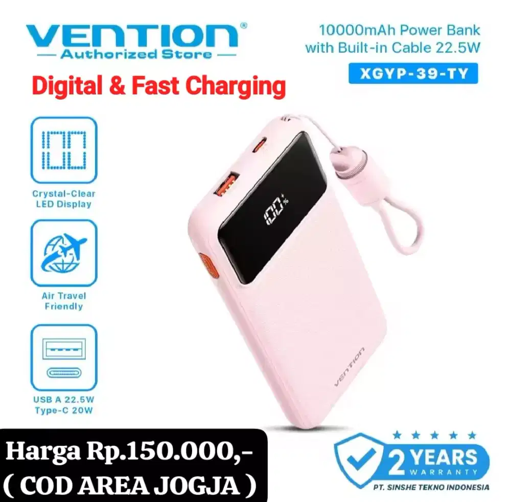 Powerbank Vention 10000mah 22,5watt ( GRATIS ONGKIR )