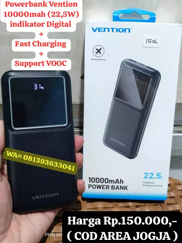 Powerbank Vention 10000mah 22,5watt ( Digital & Fast Charging )