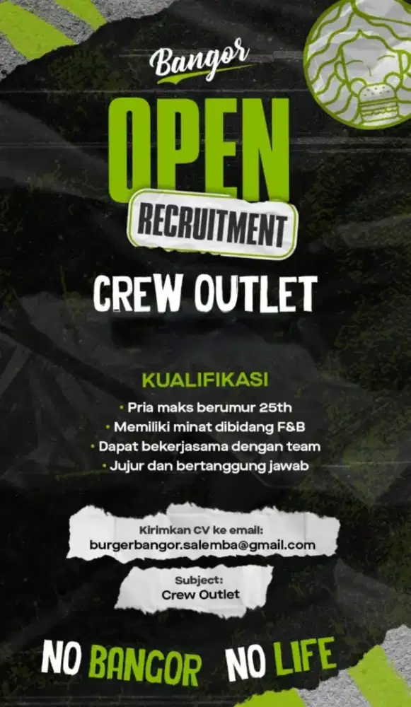 Lowongan : Kru Outlet  Burger