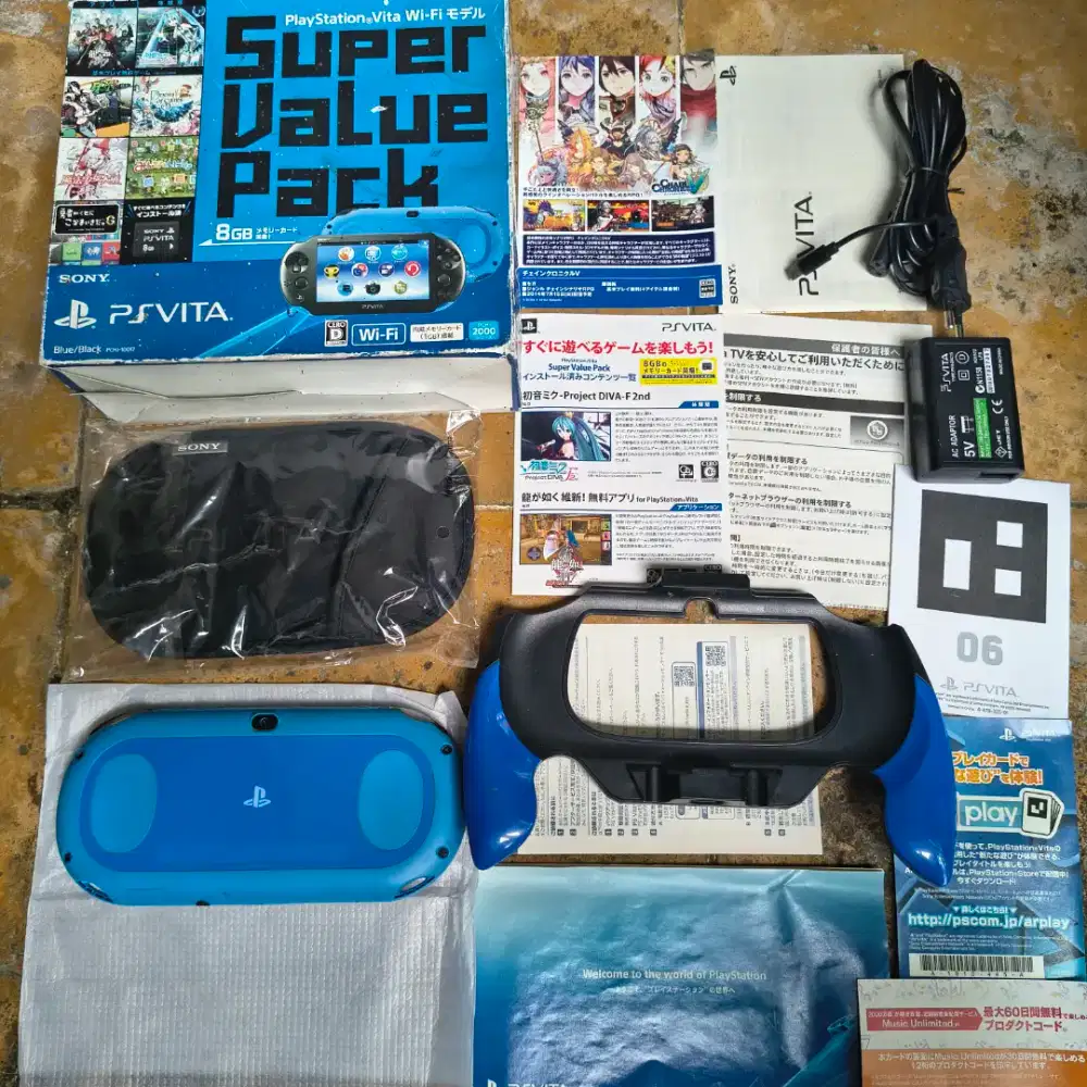 Ps Vita Slim Blue Black Value Pack RARE 64GB