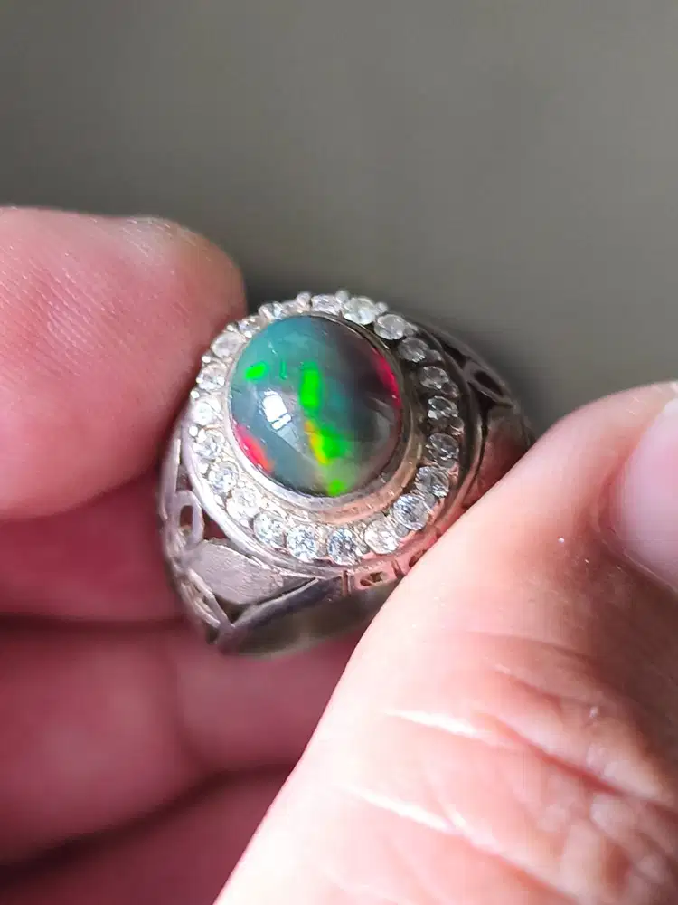 Batu kalimaya black Opal Ethiopia 3.10 crat ring perak memo WGL jarong