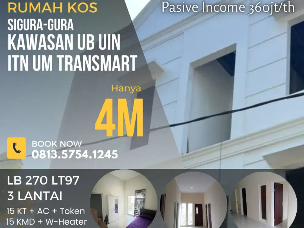 Kos dijual Sigura-gura UB UIN UM 15KT Furnished Transmart Mall 4M