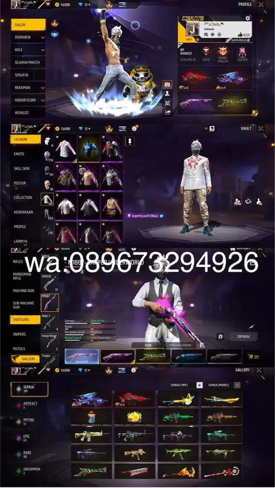 STOK AKUN FF SPEK CEK FOTO AJA SG REAPER LOG GOGGLE