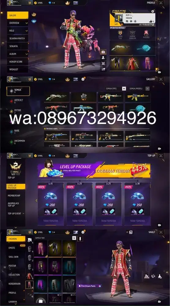 STOK AKUN FF POLOSAN SG LUMUT LOG GOGGLE