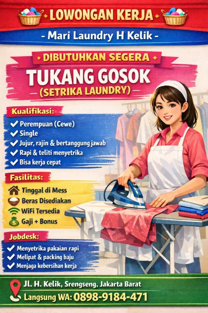 Dibutuhkan karyawan laundry