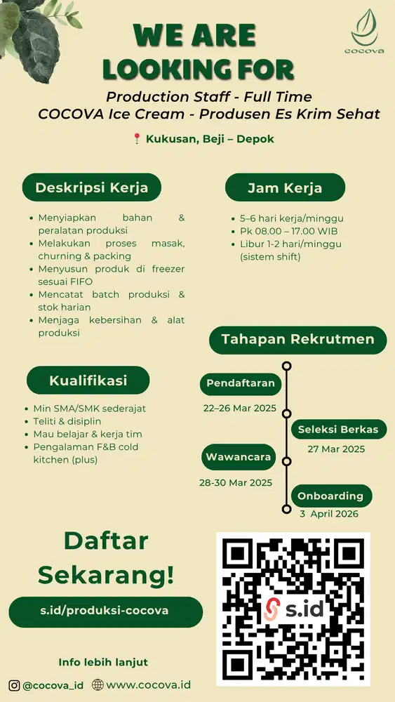 Staf Produksi - COCOVA Ice Cream, Produsen Ice Cream Sehat