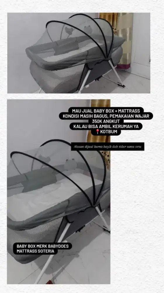 Yuk dijual baby boxnya bekas pakai. Ada kardusnya bisa cod pakai motor