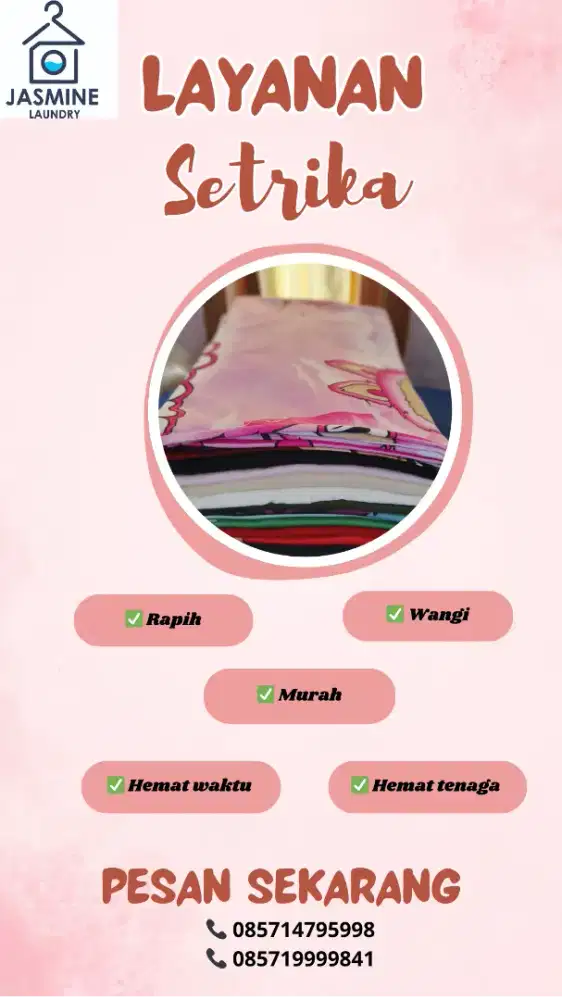 Lowongan Karyawati laundry Bagian setrika + packing