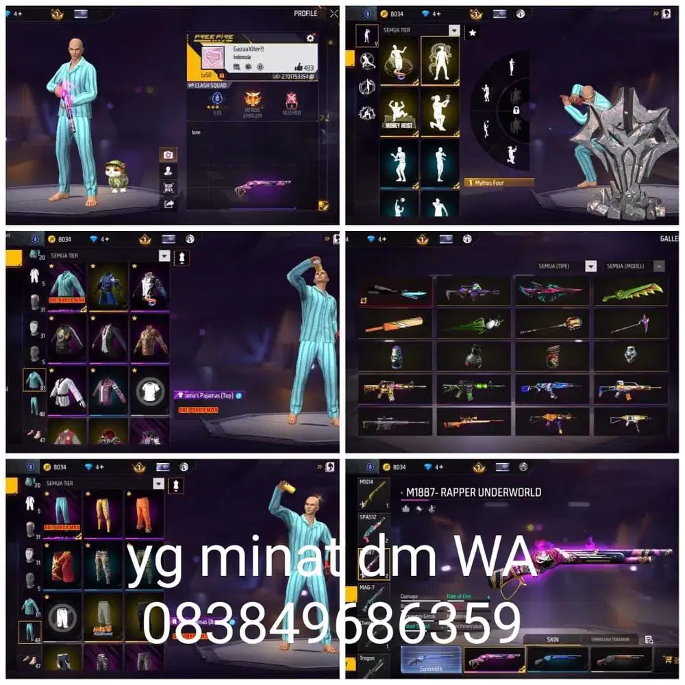 Jual akun ff minat sung wa