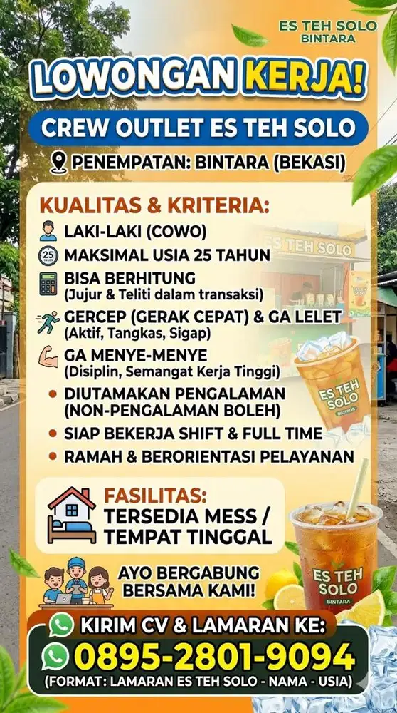 lowongan stan es teh