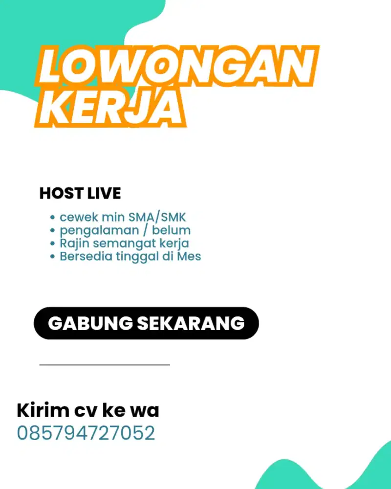 LOWONGAN HOST LIVE