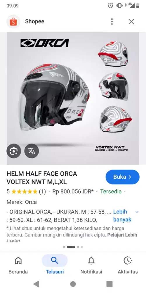 Helm rsv orca ukuran L