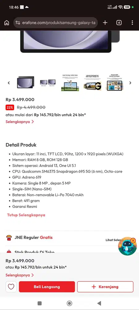 Di jual samsung A9+5G