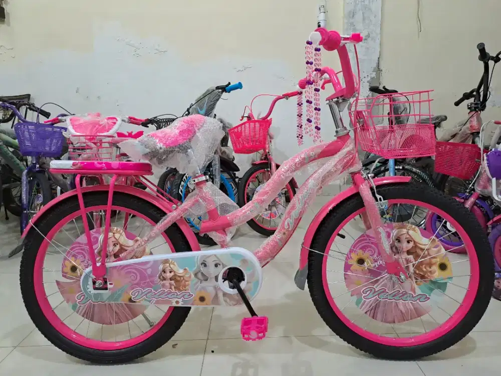 Sepeda anak cewek 20inci (keranjang besi)