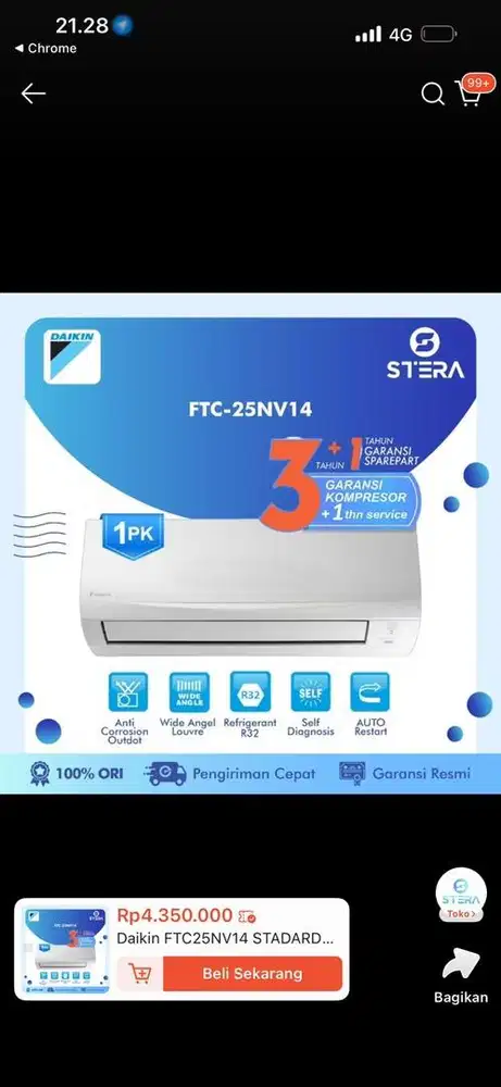 AC DAIKIN 1 PK Bekas Bagus Likenew