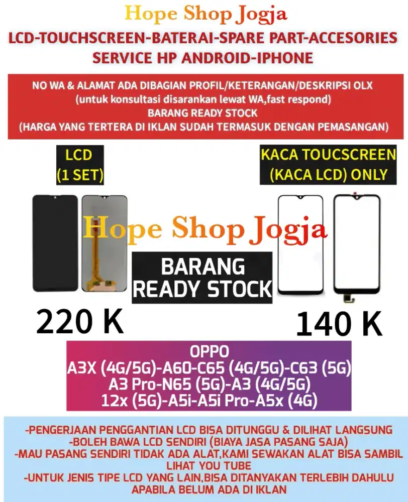 Touchscreen-Baterai-Lcd Oppo N65 (5G)-A3 (4G/5G)-12x (5G)-A5i-A5i Pro