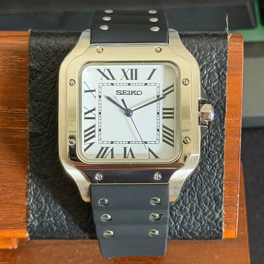 Seiko Santos Rubber ADLC Exclusive with Stainless Steel Strap NH35