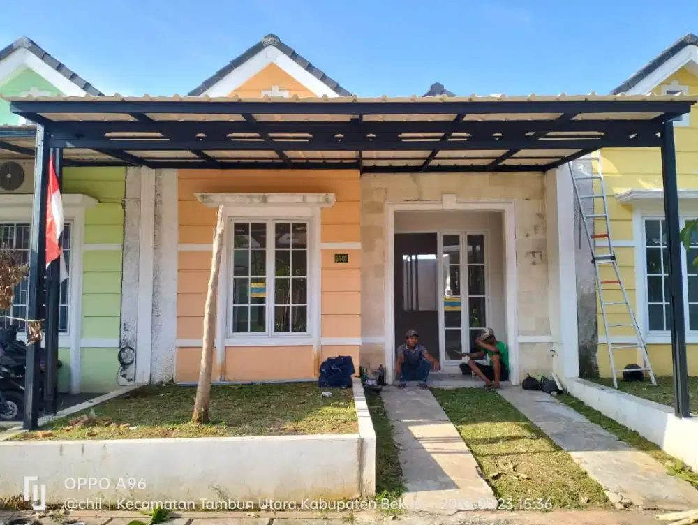 Pasang canopy alderon single dan atap bocor