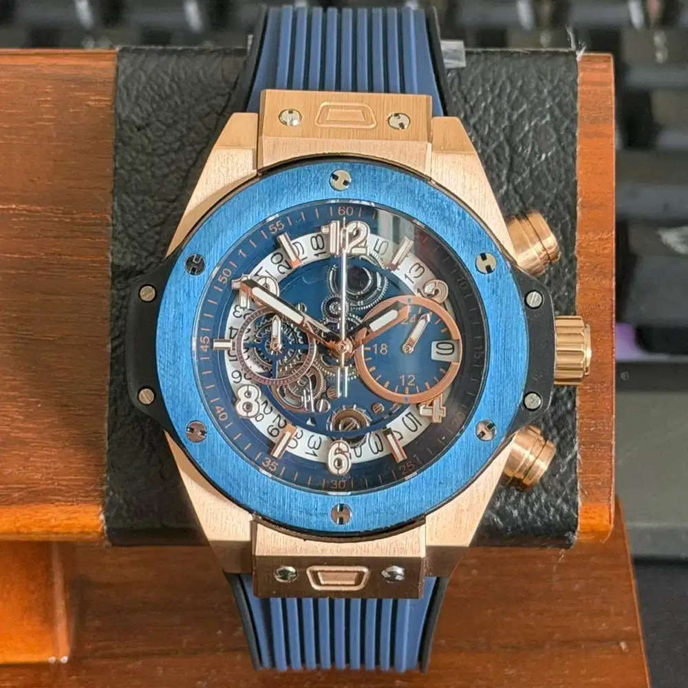 Seiko Unico Big Bang Rosegold Blue VK64 Chronograph Special