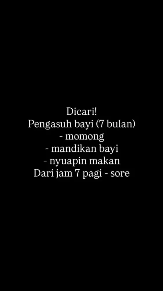 Pengasuh bayi usia 7bln