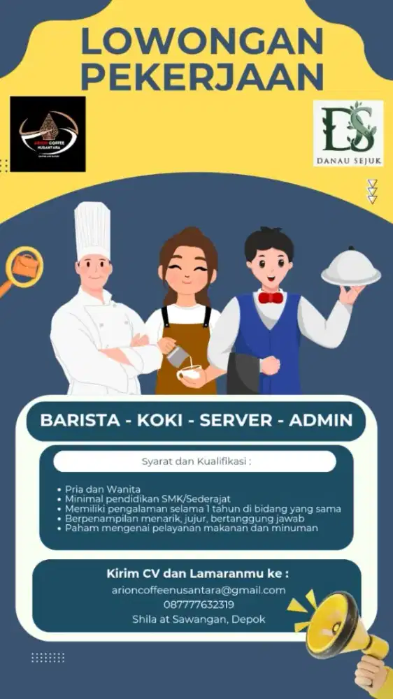 Loker Barista, Waiters, Cook