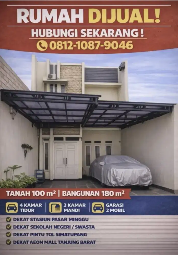 Rumah dijual, 2 lantai, di Pejaten Timur, Poltangan, Jakarta Selatan