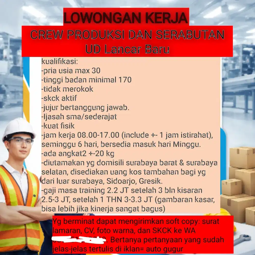 Lowongan crew produksi serabutan
