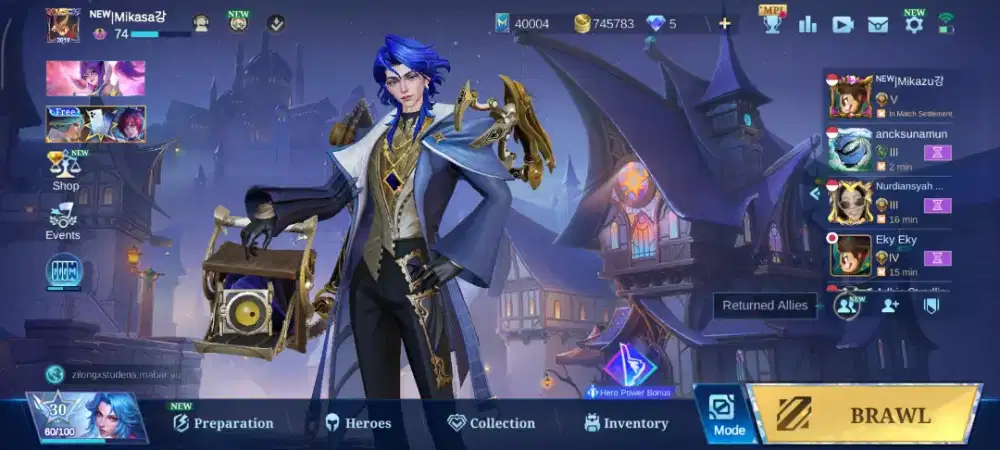 Dijual akun Mobile Legends ex User Fanny WR 70%