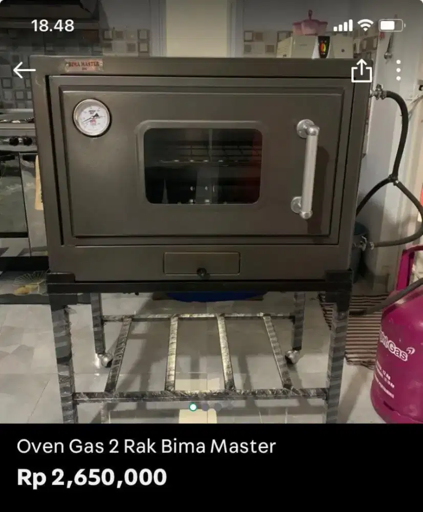 Oven gas 2 rak dengan pemakaian sekali
