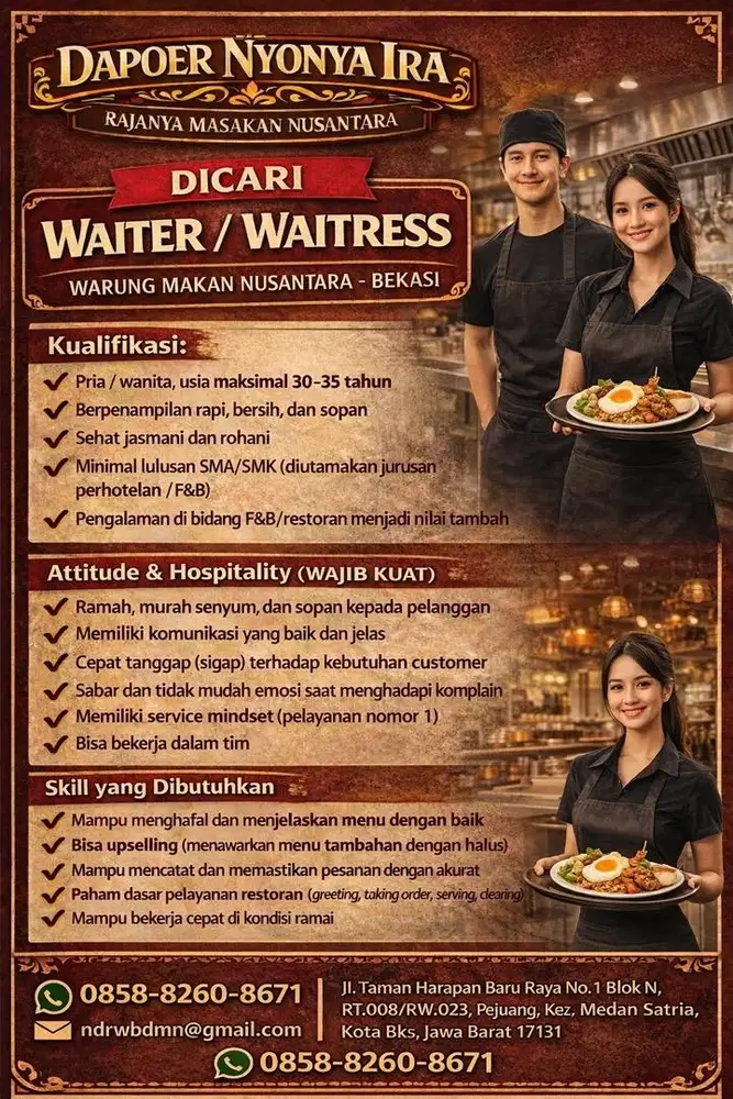 LOWONGAN KERJA RESTO DAPOER NYONYA IRA