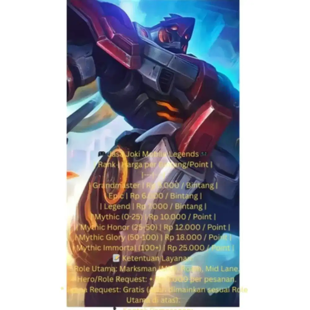 Jasa joki Mobile legend