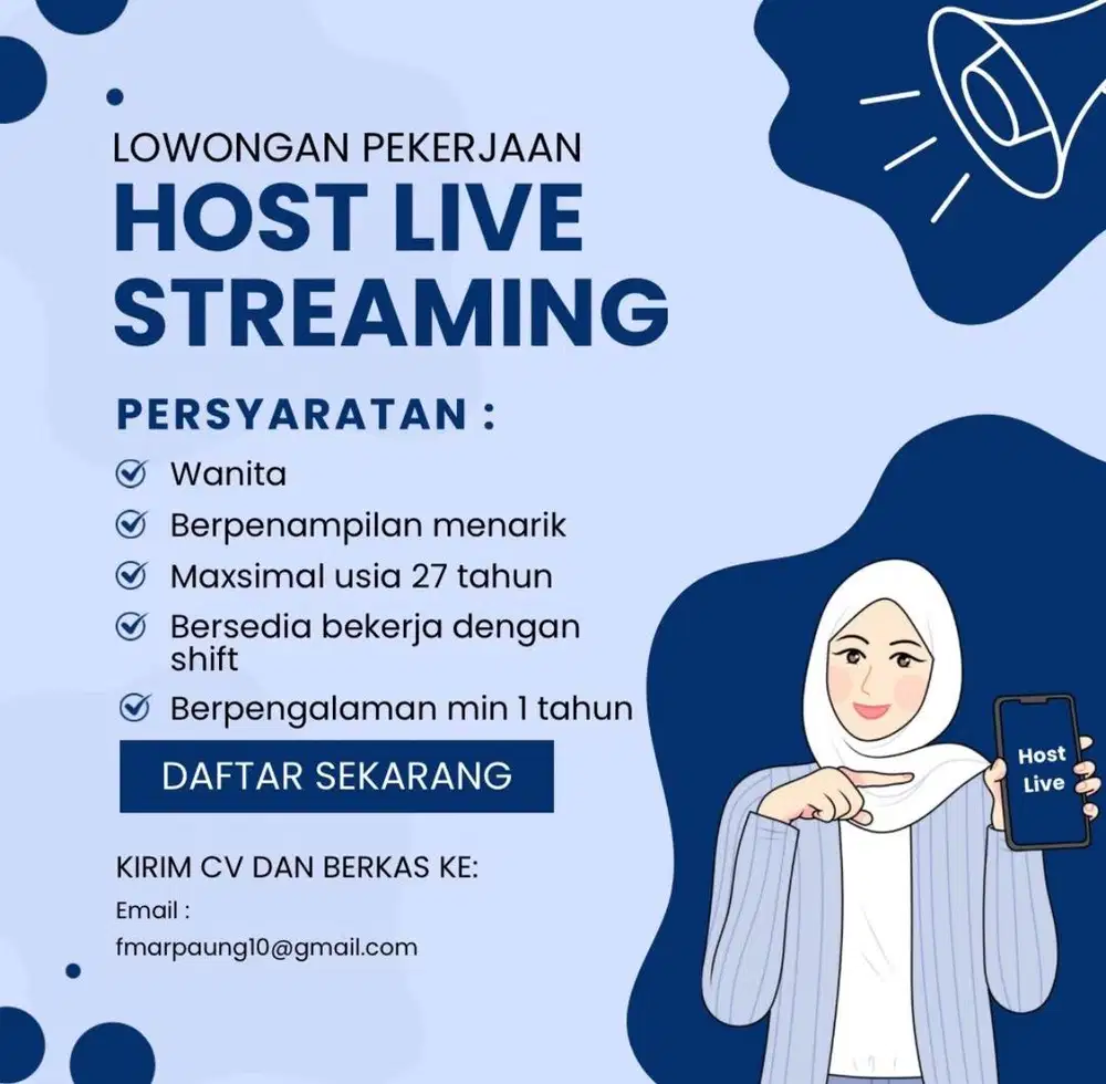 LOWONGAN KERJA HOST LIVE STREAMING