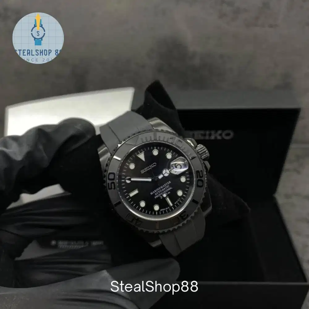 Jam Tangan Seiko Yachtmaster Black NH35 Automatic Seikomods