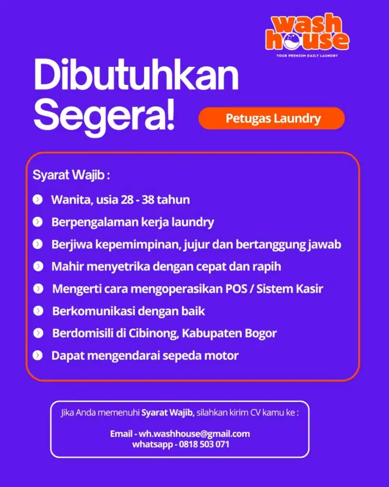 Lowongan Kerja Laundry