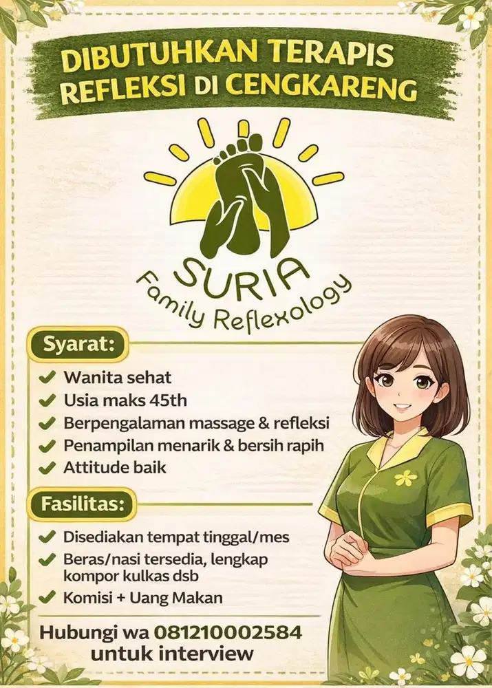 Lowongan Terapis Wanita utk Family Massage di Cengkareng