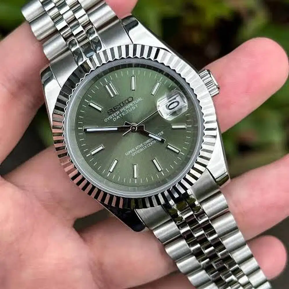 Jam Seiko Datejust Olive Green Perpetual NH35 Automatic Homage