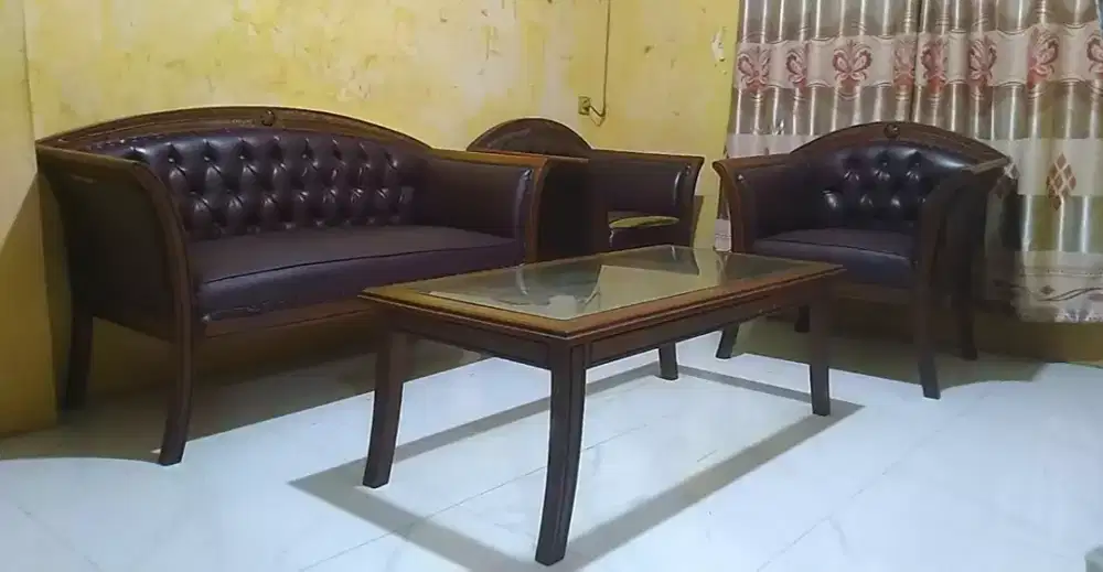 Kursi Tamu Set Meja Kayu Jati Utuh Ex Pejabat