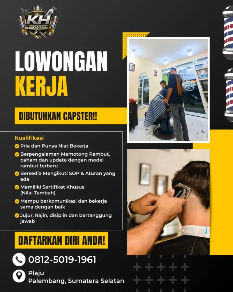 Lowongan capster / pangkas rambut