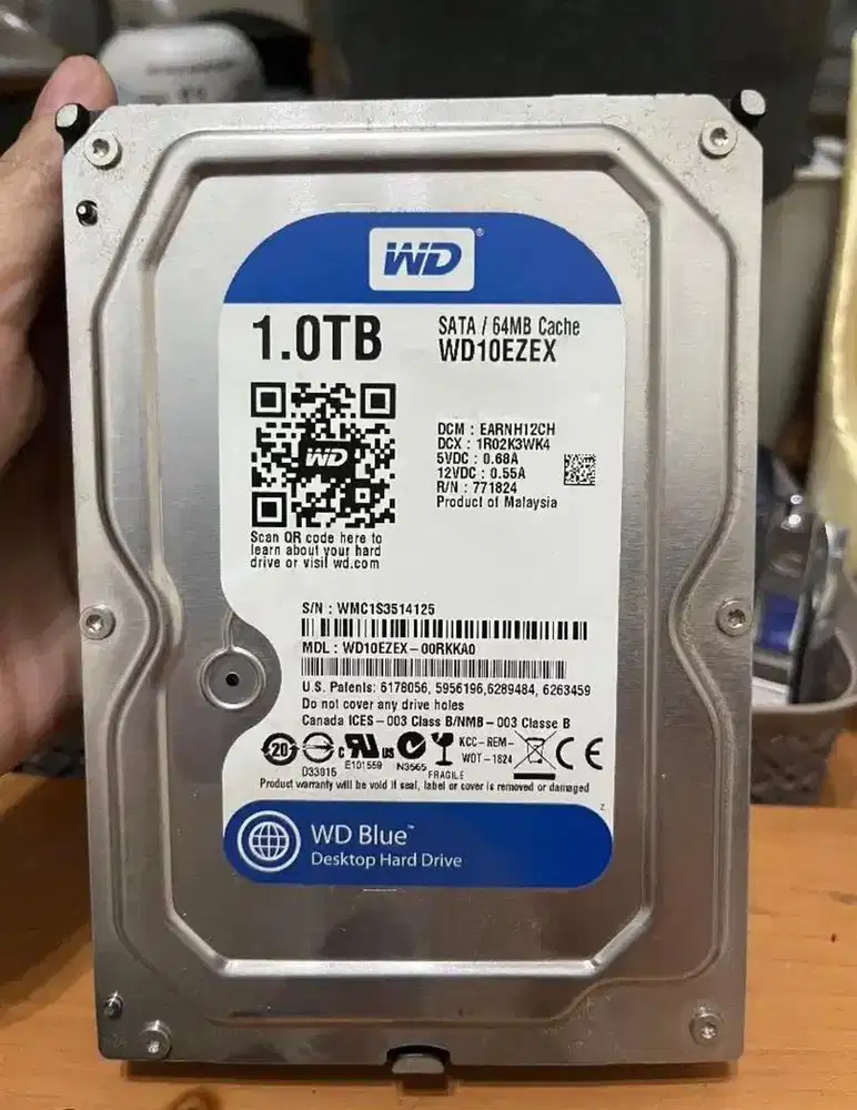 HDD Desktop 1Tera Hard Disk SATA 1TB WD Blue Biru PC Normal