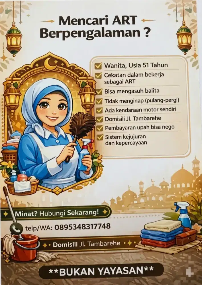 ANDA BUTUH ART BERPENGALAMAN, JUJUR & BERTANGGUNG JAWAB DALAM BEKERJA?