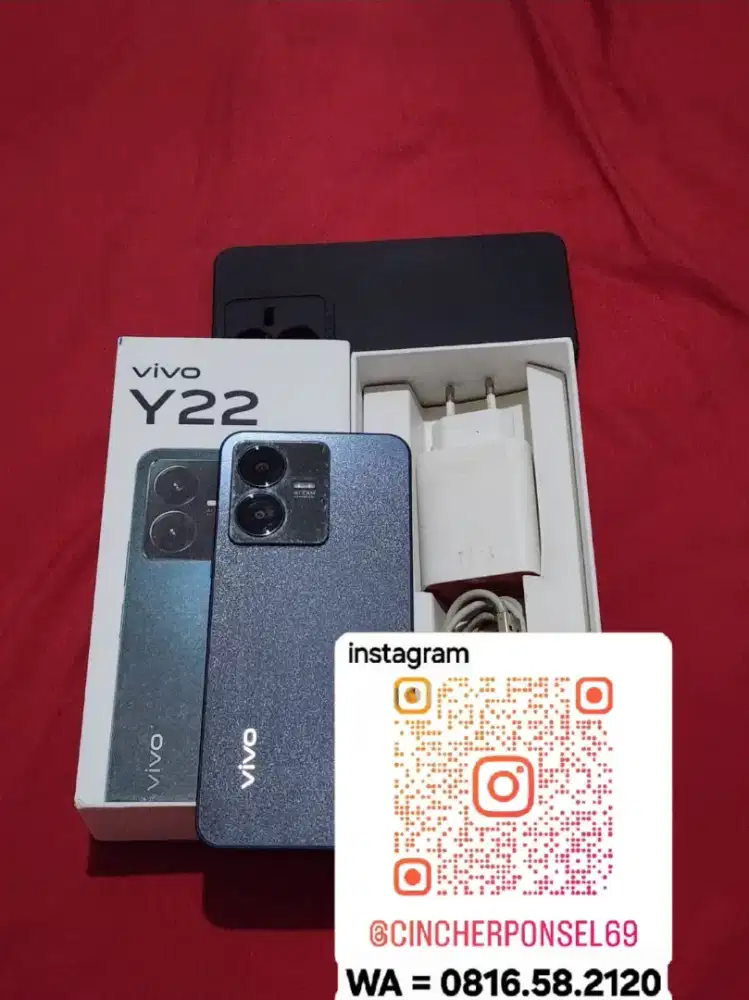 Jual hp Vivo y22 6/128 fullset original siap pakai