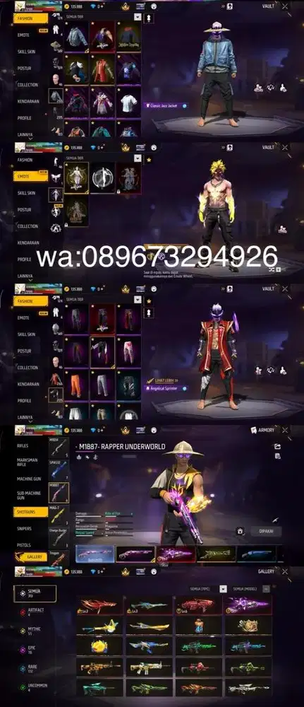 STOK AKUN FF SPEK CEK FOTO AJA SG REAPER LOG GOGGLE