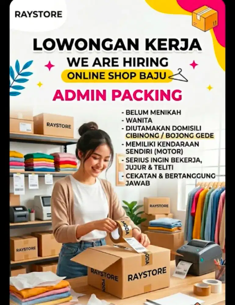 Di cari admin packing online shop baju