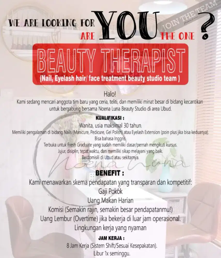 Lowongan Beauty Studio di ubud
